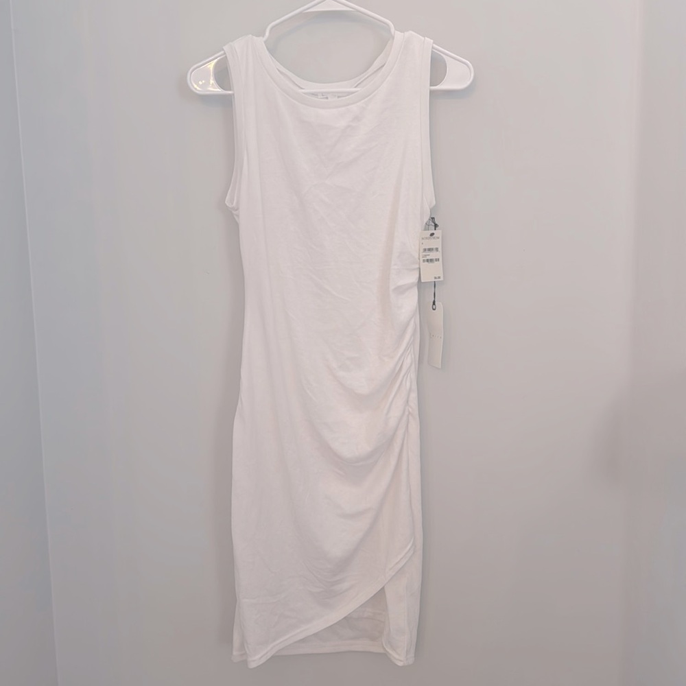 Leith asymmetrical ruched mini dress